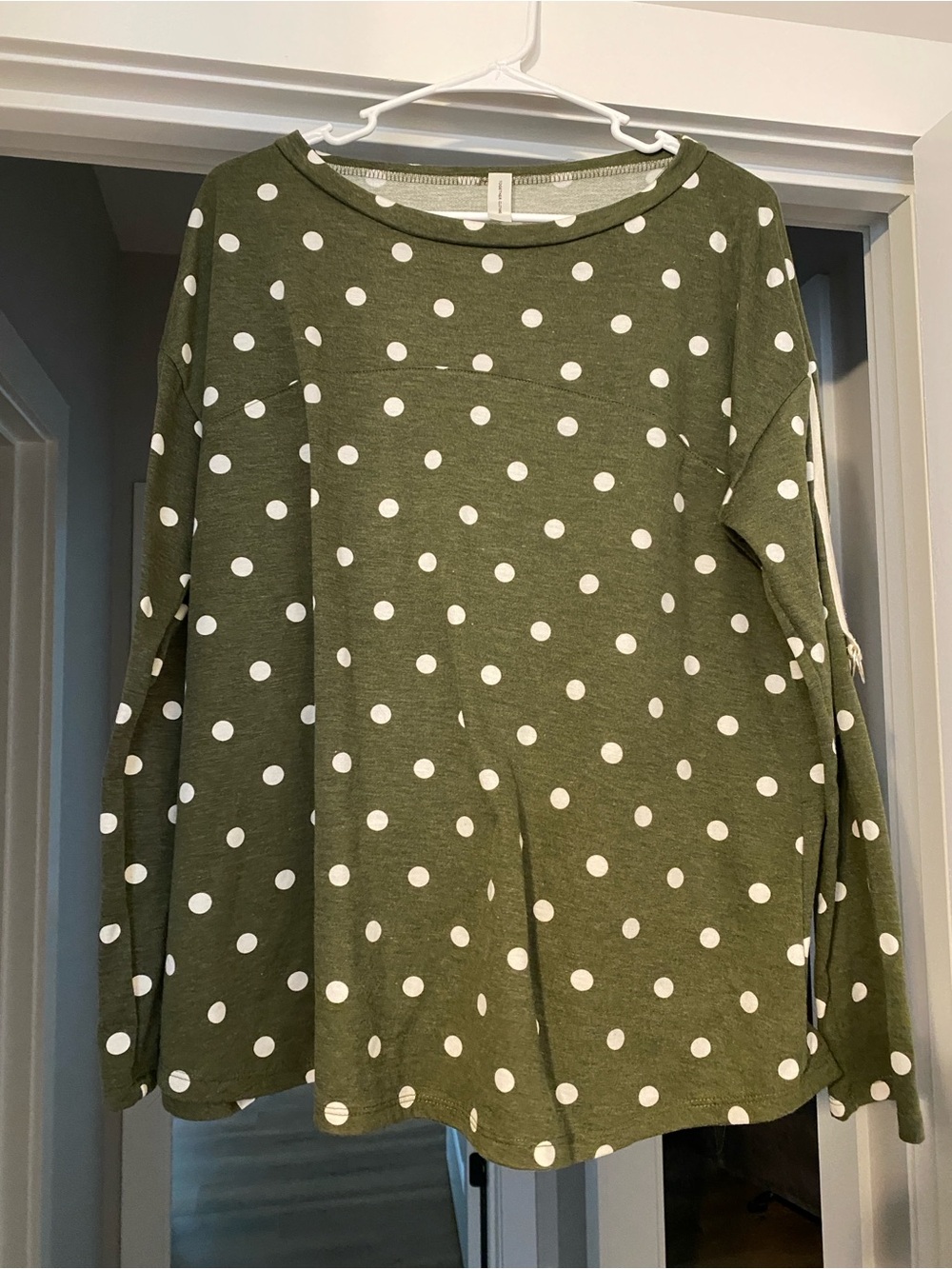 Polka Dot Long Sleeve Tee - Olive Green